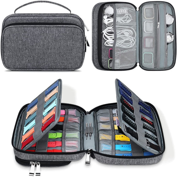 Multifunction Watch Strap Data Line 36 Slots Storage Bag(Grey)