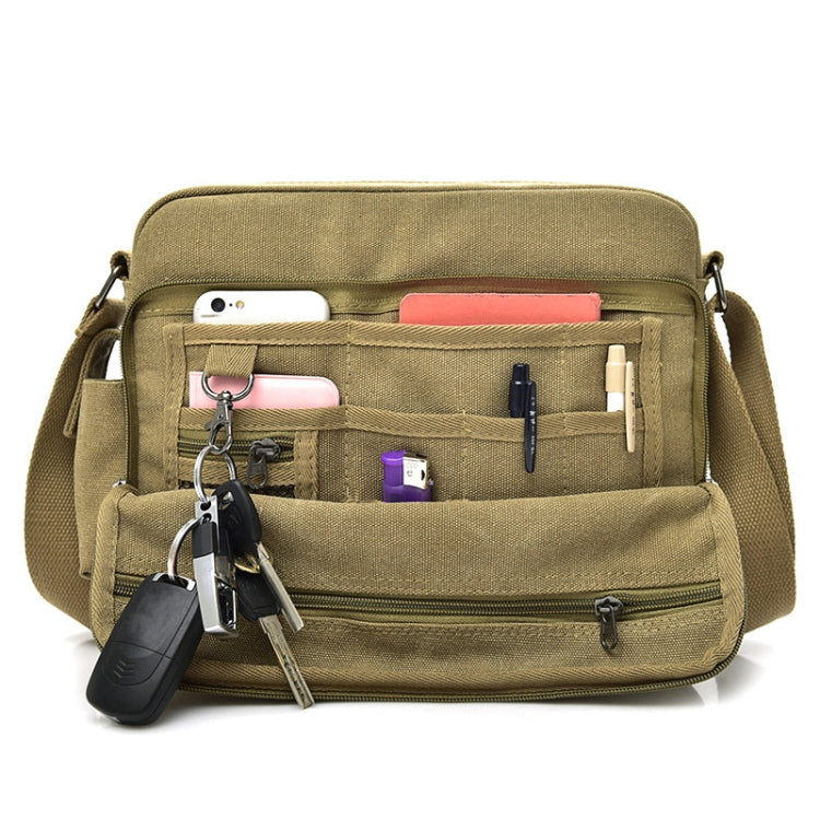 RuYiHuang Men Vintage Canvas Versatile Single-Shoulder Bag(Black)