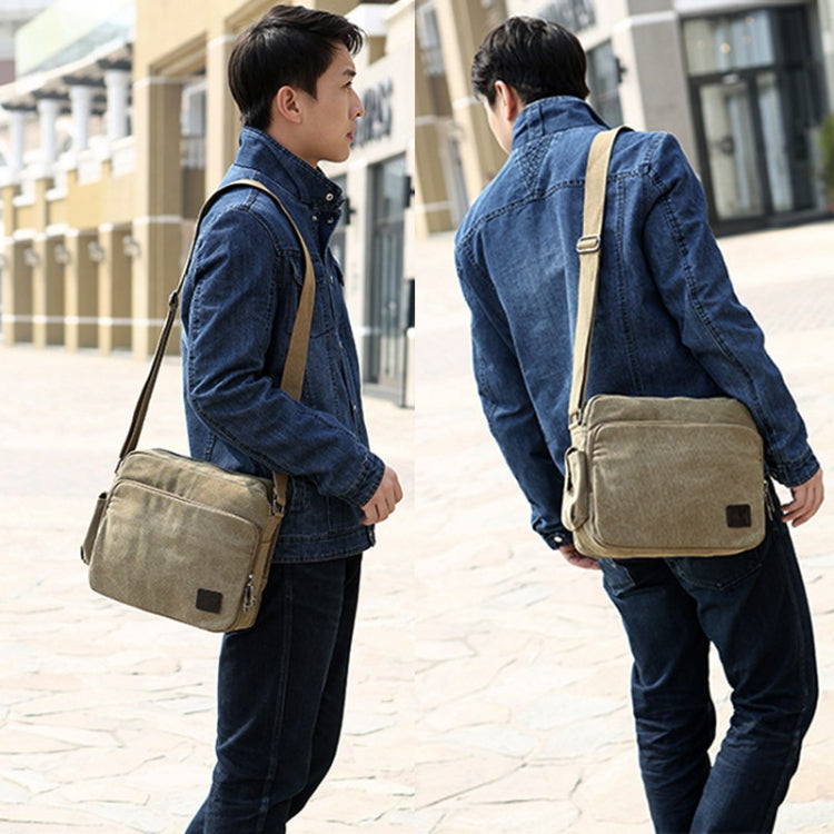 RuYiHuang Men Vintage Canvas Versatile Single-Shoulder Bag(Black)
