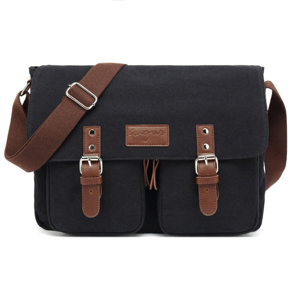 AUGUR Men Single-shoulder Crossbody Messenger Canvas Bag(Black)