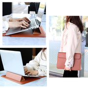 PU08DZ Leather Laptop Liner Bag with Stand Function, Size: 13.3 inches(Cowhide Yellow)