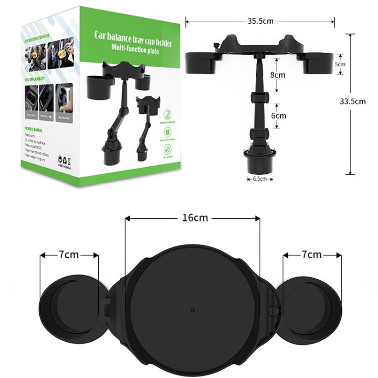Car Water Cup Holder Dinner Plate Rack Rotatable Mobile Phone Holder(Black)