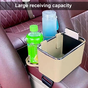 Car Paper Box Hanging Armrest Box Storage Box Cup Holder(Beige Double Cup)