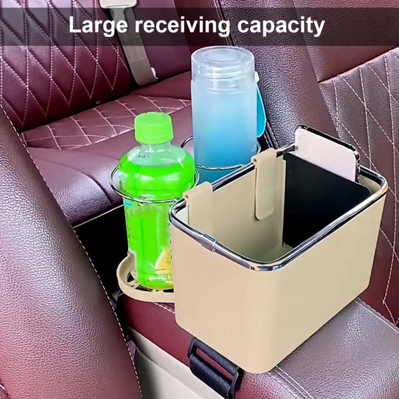Car Paper Box Hanging Armrest Box Storage Box Cup Holder(Beige Double Cup)