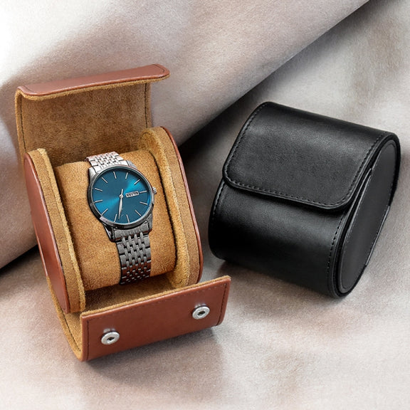 PU Leather Watch Protective Dustproof Display Box Portable Storage Box(Brown)