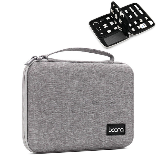 Baona BN-F018 Multifunctional Double Layer EVA Hard Shell U Disk Data Cable Storage Bag(Grey)