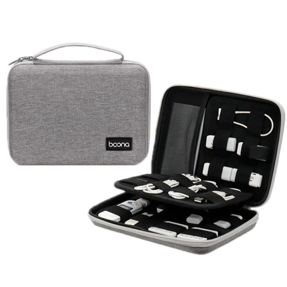 Baona BN-F018 Multifunctional Double Layer EVA Hard Shell U Disk Data Cable Storage Bag(Black)
