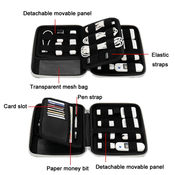 Baona BN-F018 Multifunctional Double Layer EVA Hard Shell U Disk Data Cable Storage Bag(Black)