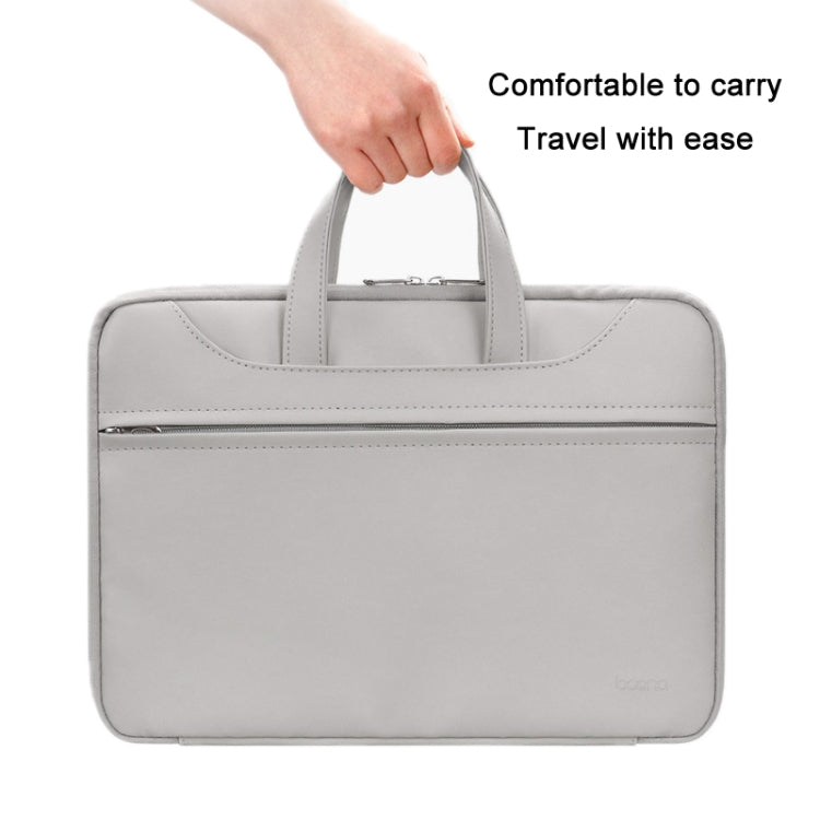 Baona BN-Q006 PU Leather Full Opening Laptop Handbag For 14 inches(Grey)