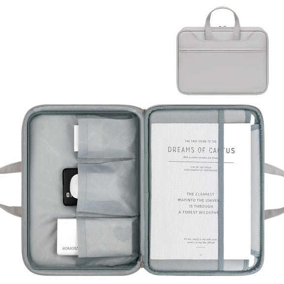 Baona BN-Q006 PU Leather Full Opening Laptop Handbag For 13/13.3 inches(Gray Thicken)