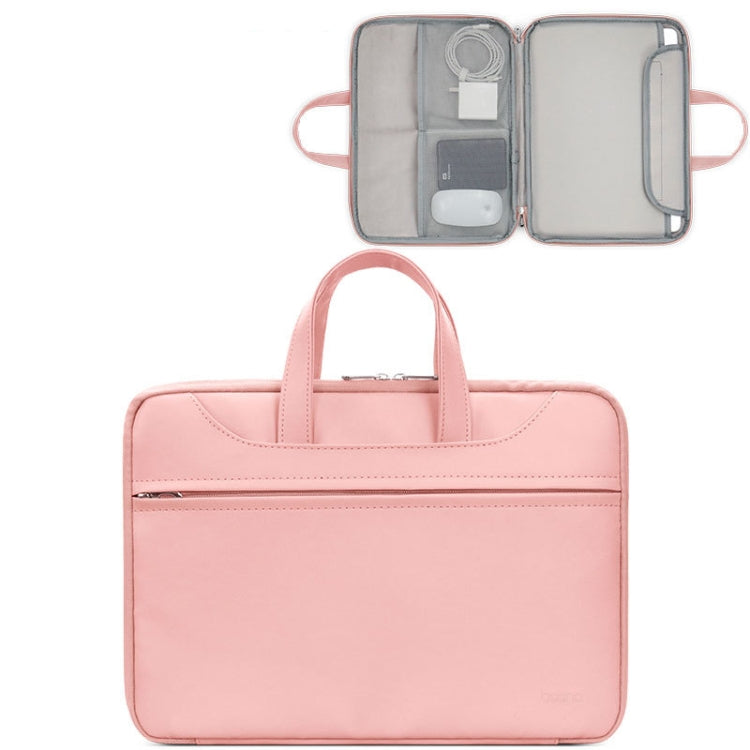 Baona BN-Q006 PU Leather Full Opening Laptop Handbag For 14 inches(Pink)