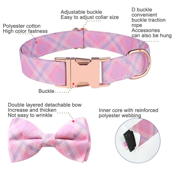 Rose Gold Buckle Pet Detachable Bow Collar, Size: XL 2.5x43-70cm(Blue Bellland)