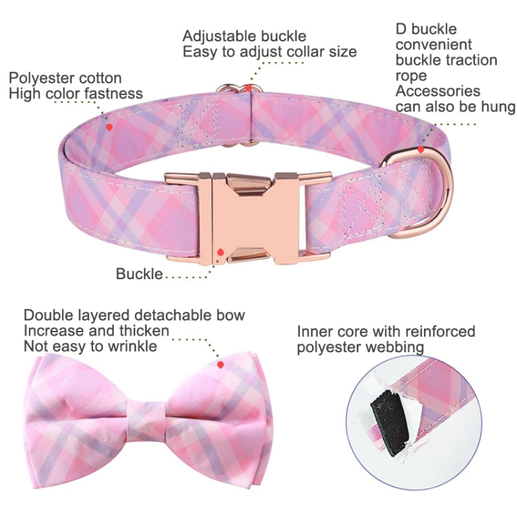 Rose Gold Buckle Pet Detachable Bow Collar, Size: M 2.0x33-50cm(Blue Snake Flower)