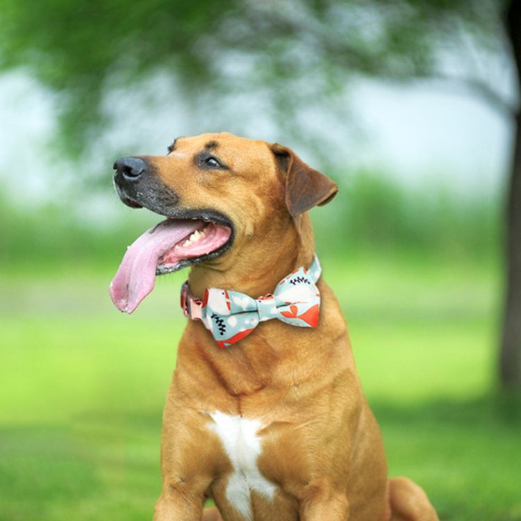 Rose Gold Buckle Pet Detachable Bow Collar, Size: M 2.0x33-50cm(Blue Snake Flower)