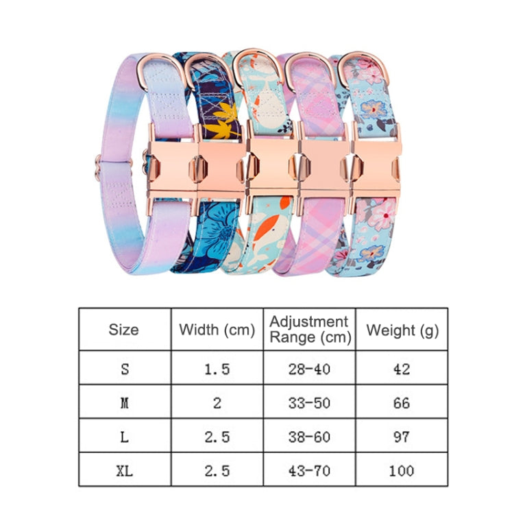 Rose Gold Buckle Pet Detachable Bow Collar, Size: M 2.0x33-50cm(Blue Snake Flower)