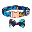 Rose Gold Buckle Pet Detachable Bow Collar, Size: M 2.0x33-50cm(Blue Snake Flower) - Collars by PMC TechLife | Online Shopping South Africa | PMC TechLife