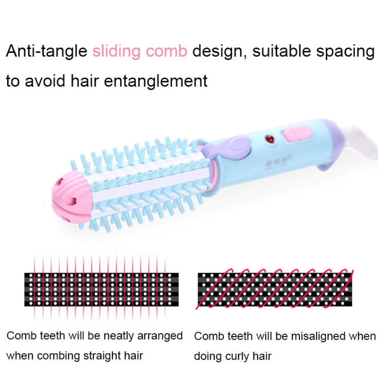 GeLinSi GLS-003 20W 2 in 1 Ceramic Glaze Mini Curler Comb, EU Plug(Blue)