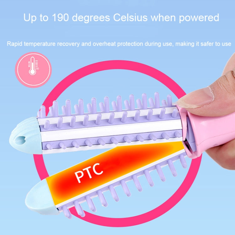 GeLinSi GLS-003 20W 2 in 1 Ceramic Glaze Mini Curler Comb, EU Plug(Pink)
