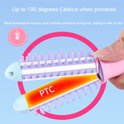 GeLinSi GLS-003 20W 2 in 1 Ceramic Glaze Mini Curler Comb, EU Plug(Blue)