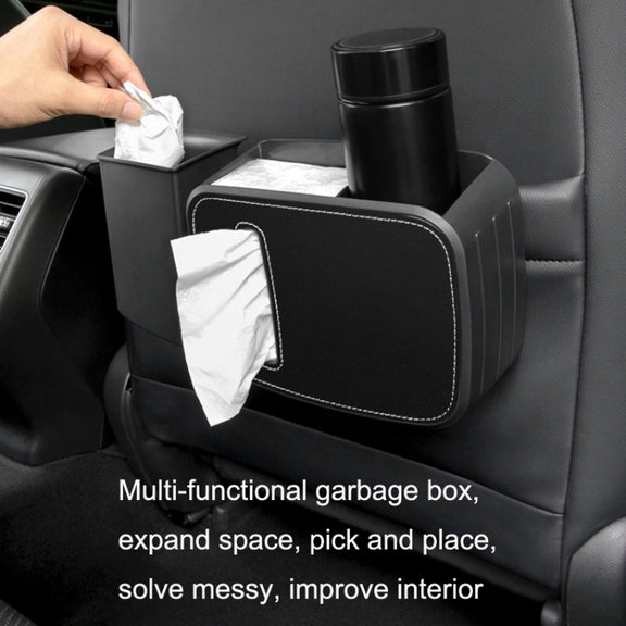 Car Drain Tissue Box Umbrella Storage Pocket Bag Storage Box Car Trash Can(Flip Fur Red)