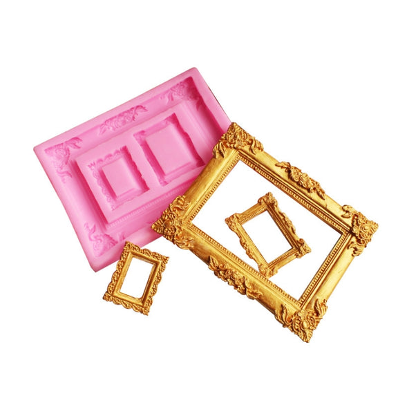 Vintage Photo Frame Liquid Silicone Fondant Mould(Pink)