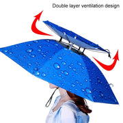 Double-layer Fishing Umbrella Hat Outdoor Sunscreen And Rainproof Folding Umbrella Hat, Color: 80 Camellia