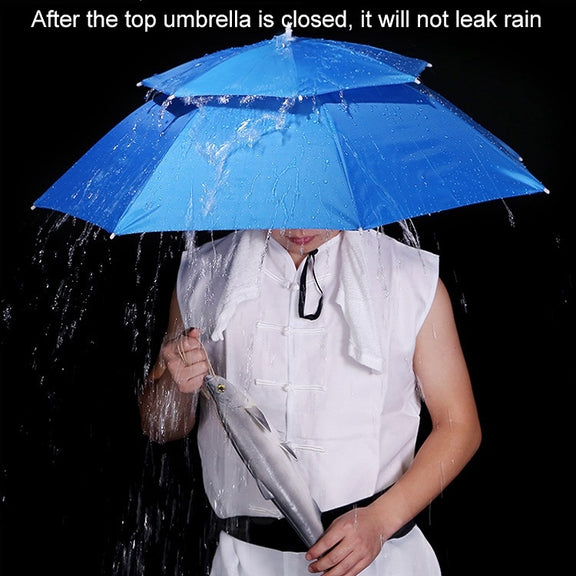 Double-layer Fishing Umbrella Hat Outdoor Sunscreen And Rainproof Folding Umbrella Hat, Color: 80 Camellia
