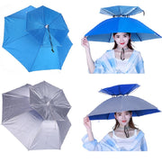 Double-layer Fishing Umbrella Hat Outdoor Sunscreen And Rainproof Folding Umbrella Hat, Color: 80 Camellia