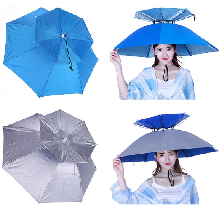 Double-layer Fishing Umbrella Hat Outdoor Sunscreen And Rainproof Folding Umbrella Hat, Color: 80 Camellia