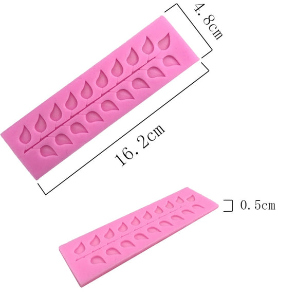 Long Strip Lace Tree Leaf  Fondant Silicone Mold