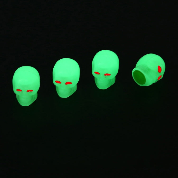 1 Sets Car Tire Luminous Valve Cap Motorcycle Skull Valve Core Cap(Green)