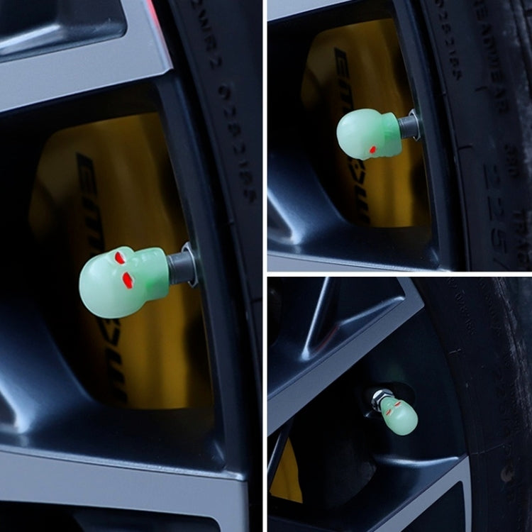 1 Sets Car Tire Luminous Valve Cap Motorcycle Skull Valve Core Cap(Red)