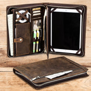 Crazy Horse Leather Pen Slot Zipper Multifunctional Tablet Cover For IPad Pro 9.7/10.5/11 Inch(Light Brown)
