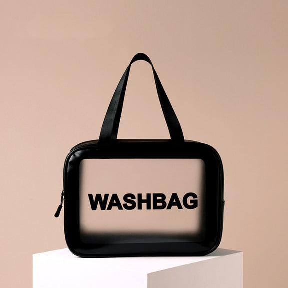2 PCS Frosted Translucent Water-resistant Storage Bag Cosmetic Bag Swimming Bag Wash Bag Black L