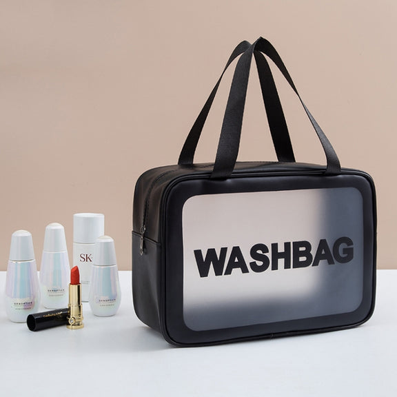 2 PCS Frosted Translucent Water-resistant Storage Bag Cosmetic Bag Swimming Bag Wash Bag Black L