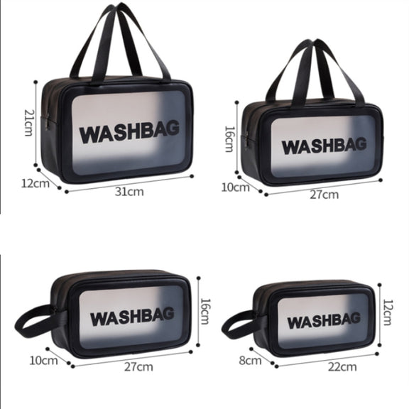 2 PCS Frosted Translucent Water-resistant Storage Bag Cosmetic Bag Swimming Bag Wash Bag Black L