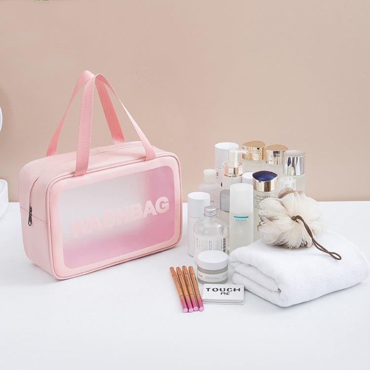 2 PCS Frosted Translucent Water-resistant Storage Bag Cosmetic Bag Swimming Bag Wash Bag Pink L