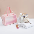 2 PCS Frosted Translucent Waterproof Storage Bag Cosmetic Bag Swimming Bag Wash Bag Pink L - Waterproof Bags by PMC TechLife | Online Shopping South Africa | PMC TechLife