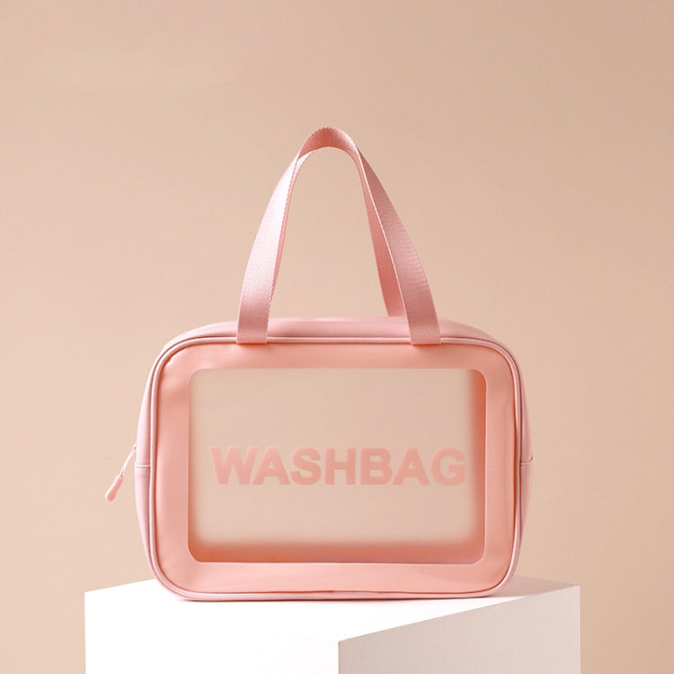 2 PCS Frosted Translucent Water-resistant Storage Bag Cosmetic Bag Swimming Bag Wash Bag Pink L