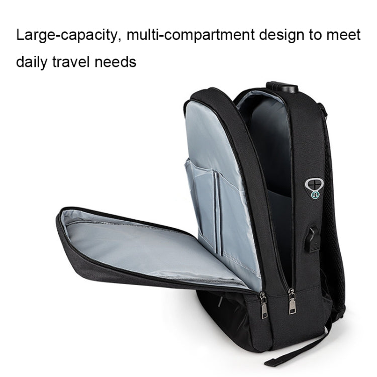 SJ16 Laptop Anti-Theft Backpack, Size: 13 inch-15.6 inch(Mysterious Black)