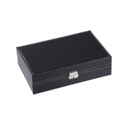 8-Bit Watch Display Storage Box Necklace Ring Jewelry Box With Mirror(Black)