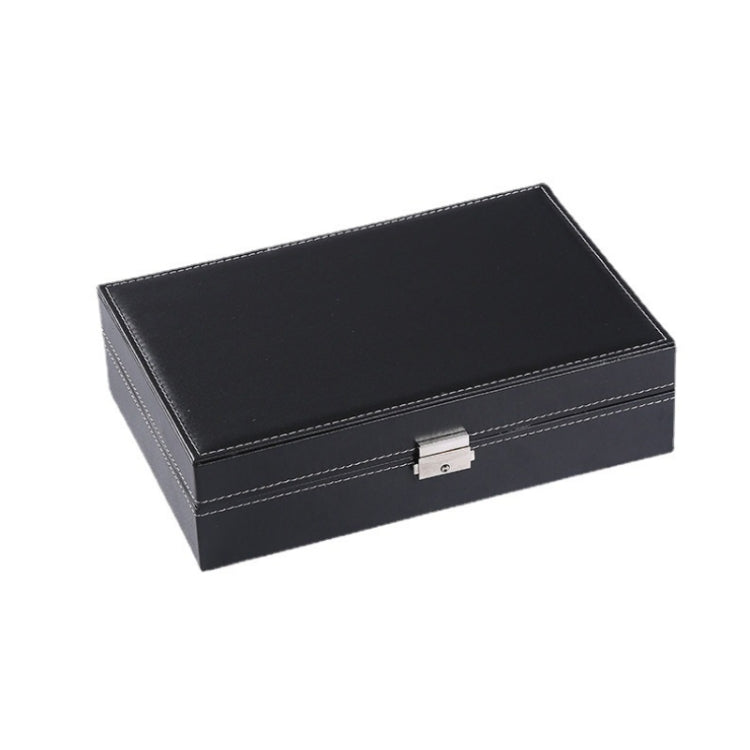 8-Bit Watch Display Storage Box Necklace Ring Jewelry Box With Mirror(Black)