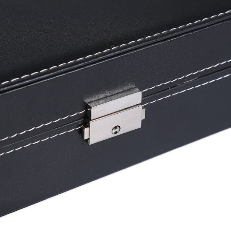 8-Bit Watch Display Storage Box Necklace Ring Jewelry Box With Mirror(Black)