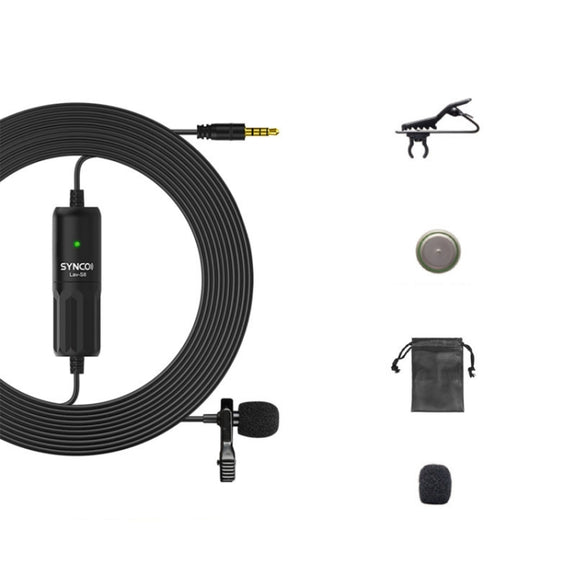 SYNCO S8 Lavalier Live Wired Microphone, Spec: Black