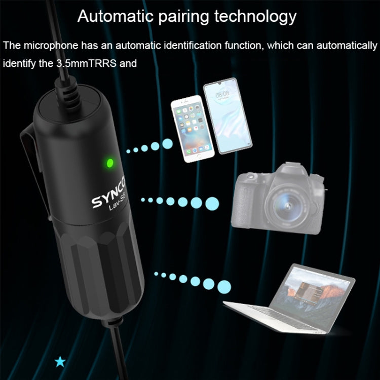 SYNCO S8 Lavalier Live Wired Microphone, Spec: Black + Type-C + 8 Pin