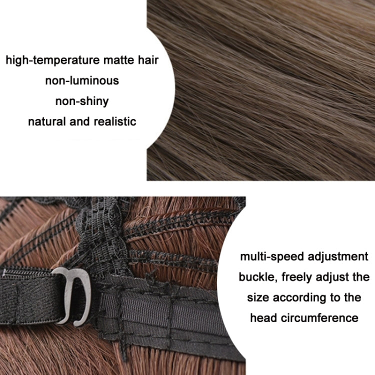 Women Medium Length Natural Realistic Full Shoulder Length Wig(Cold Brown 36cm)