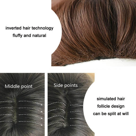 Women Medium Length Natural Realistic Full Shoulder Length Wig(Cold Brown 36cm)