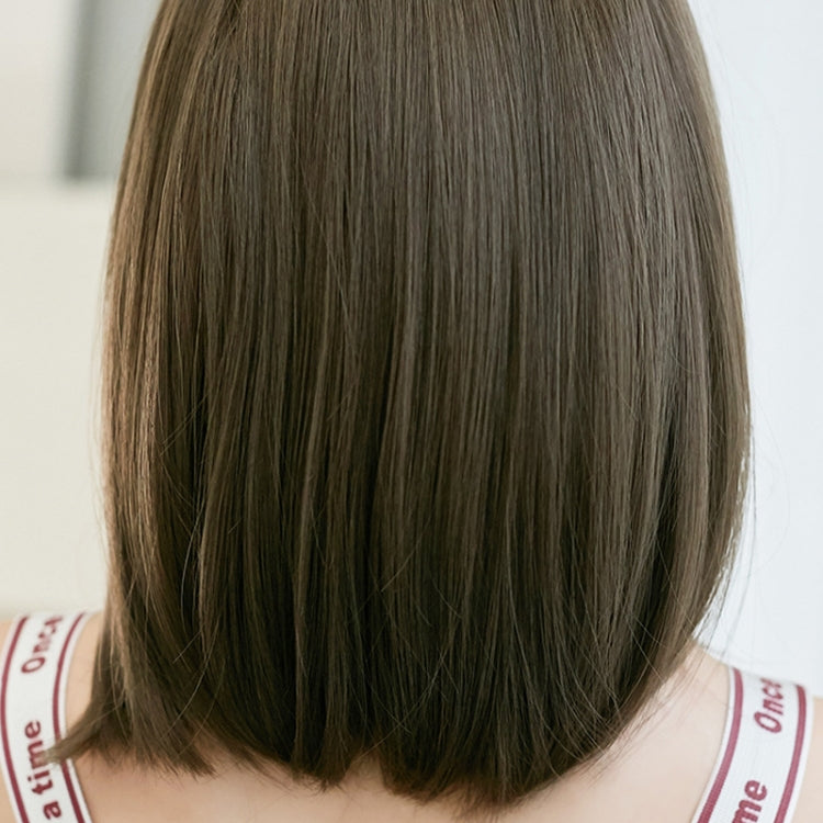Women Medium Length Natural Realistic Full Shoulder Length Wig(Cold Brown 36cm)