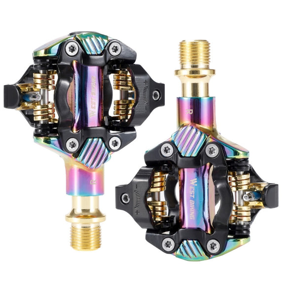 WEST BIKING Mountain Bike Self-locking Lightweight Aluminum Alloy Pedal(Colorful)