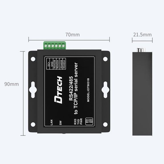 DTECH IOT9031B RS485/422 To TCP/IP Ethernet Serial Port Server, CN Plug
